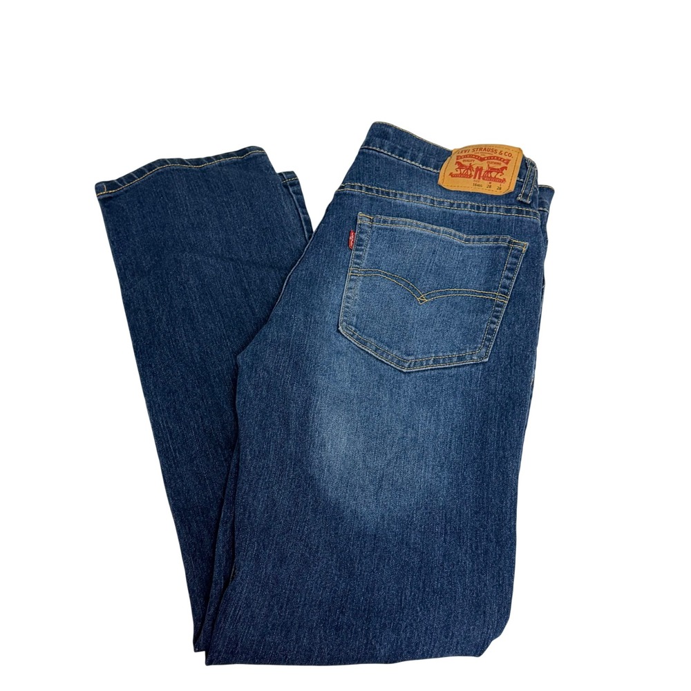 Levis 502 Regular Taper Jeans Boys 16 Reg Medium Wash Blue Stretch Denim